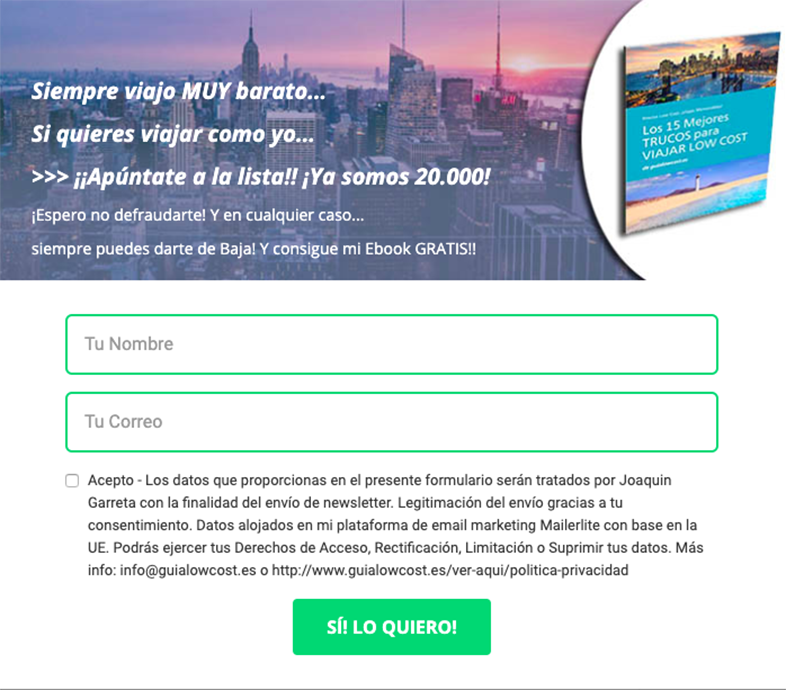 Landing pages del sector turismo que más convierten