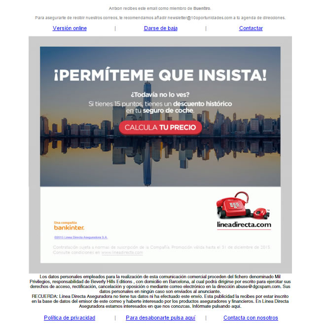 La automatización de emails es una de las mejores estrategias para ahorrar tiempo, dinero y esfuerzo para el sector de los seguros dadas sus características. Por un lado, la mayor parte de los productos que se comercializan en el sector seguros son de larga duración. Por ejemplo, cuando se contrata un seguro, la longitud de la póliza suele ser de un mínimo de un año que se renueva automáticamente. Por el otro, la principal toma de contacto entre una empresa de seguros y el asegurado se produce cuando hay una incidencia, generalmente negativa como un accidente de tráfico o algún problema en el hogar. Por eso, establecer estrategias de automatización de emails que ayuden a las empresas a fidelizar a sus clientes es básica en este sector. Sólo así podrás dedicar tus principales esfuerzos a la captación de nuevos leads sabiendo que tienes cuidada la relación con los actuales usuarios. Estrategias de automatización de emails para fidelizar clientes inversión en marketing de automatización Según un estudio de 2013 de la firma eMarketer los vendedores B2C que aprovechan al máximo la automatización de marketing, en la que se incluyen desde programas para evitar el abandono del carrito de compra que generen nuevos leads hasta emails de felicitación de cumpleaños que fidelizan a los leads, han visto un incremento de sus tasas de conversión del 50%. Los datos, por tanto, indican la importancia de generar campañas de cultivo de leads que tengan en cuenta las necesidades de los clientes en cada momento. Así, para establecer estrategias de automatización de emails que aporten resultados, una compañía de seguros debe tener en cuenta factores como: La fecha de formalización del contrato. Sólo así podrá establecer un flujo de comunicación por emails que, en los meses previos a la renovación automática, que generalmente se debe comunicar dos meses antes del final del plazo, ayude al afiliado a mantener su cuota e, incluso, aumentar las prestaciones solicitadas. El momento del año en el que nos encontramos. No es lo mismo la época veraniega que las Navidades a la hora de realizar recomendaciones desde el punto de vista de una compañía de seguros. Si se trata de una póliza de enfermedades es probable que al comienzo de la primavera se puedan ofrecer consejos que ayuden incluso a evitar incidencias. automatización de emails para el sector seguros: La Caixa Un ejemplo de este trabajo de automatización de emails son newsletters como el de la imagen que corresponde al sector asegurador de La Caixa. 2.-Estrategias de automatización de emails para generar más clientes direct seguros Sin embargo, las estrategias de automatización de clientes en el sector seguros no se centran exclusivamente en el cultivo de leads. De hecho, las compañías de seguros realizan un gran esfuerzo en la captación, para lo que utilizan técnicas que permitan a los usuarios comparar precios y prestaciones. Las calculadoras, como la que se ofrece en el email de Direct Seguros, son habituales en el sector. ¿De qué manera puede ayudar la automatización de emails en este aspecto? No debes olvidar que una de las áreas que más aprovecha el potencial de estas estrategias son los ecommerce. En este caso, las empresas de seguros pueden establecer campañas de automatización que intenten captar a los clientes que hacen cálculos. Así, si solicitas el email para poder calcular la póliza puedes plantear una cadena de mensajes por emails como la siguiente: El primer email al día siguiente de haber realizado los cálculos. Este email puede acompañarse con los datos obtenidos. Un segundo email a la semana, ofreciendo un descuento en alguno de los productos consultados por el usuario. Una tercera comunicación al mes de haberse realizado la consulta. Lo más habitual es ligar este mensaje al sentido de la urgencia indicando al usuario que se perderán los datos consultados, por ejemplo. Como ves, el sector asegurador puede aprovechar las ventajas de crear estrategias de automatización de emails seductoras. ¿Quieres probar, sin límite de tiempo, MDirector para crear tus campañas de email marketing? para el sector seguros