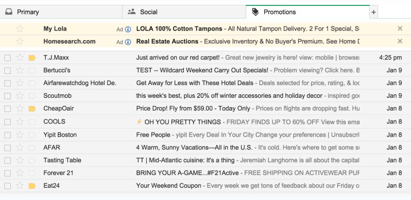Tab Promos de Gmail