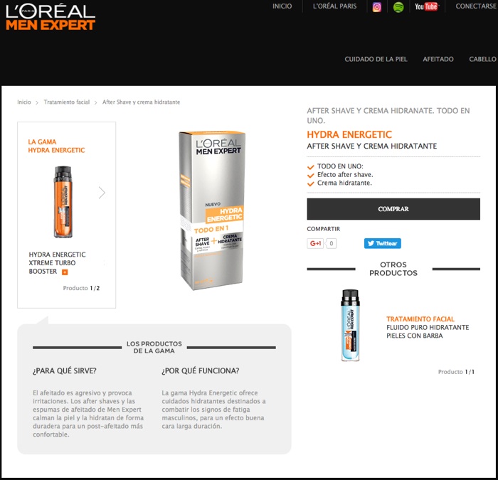 landing pages para Google Adwords: Loreal Men Expert