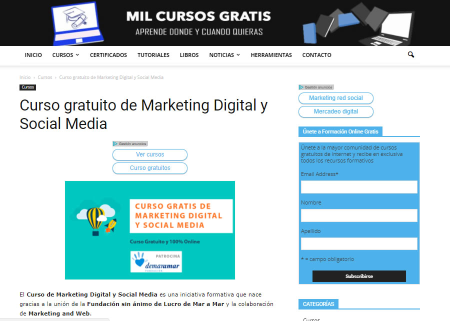 cursos gratuitos de marketing digital: Mil cursos gratis