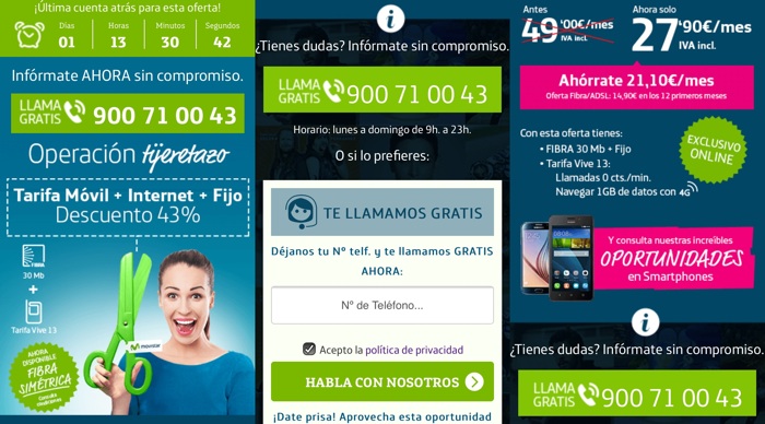 SEO para landing pages móviles Movistar