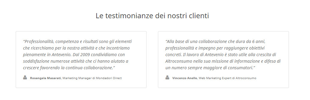 testimonianze dei nostri clienti