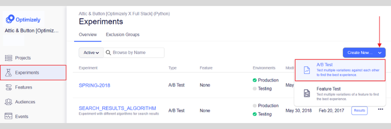 Optimizely: pruebas A/B