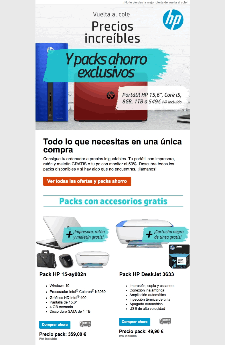 Oferta packs de productos