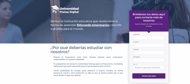 Esempi di landing page per università