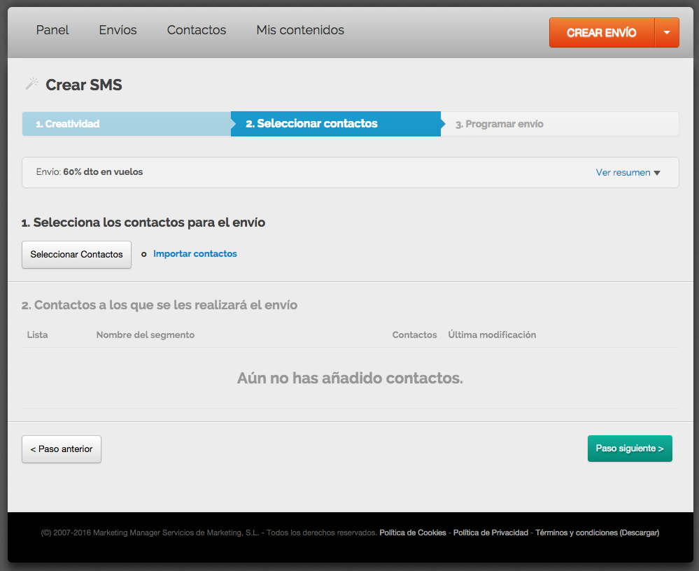 crear una campaña de sms marketing : Paso 4