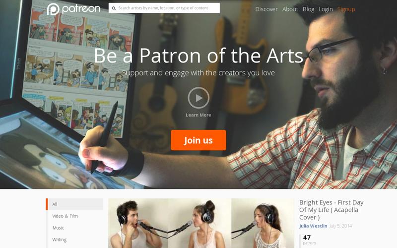 examples of perfect landing pages: Patreon