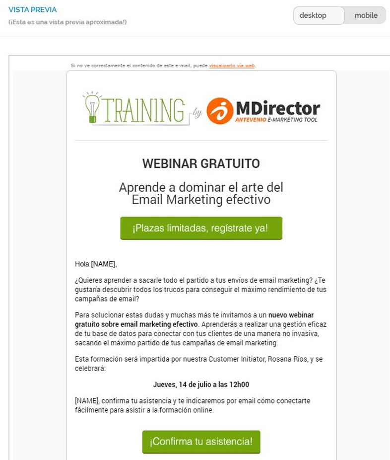 plantillas de email de MDirector