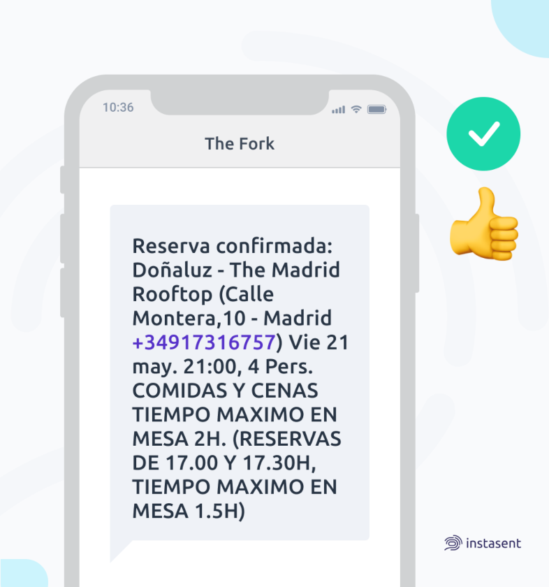 Plantilla de sms para recordatorios de reservas