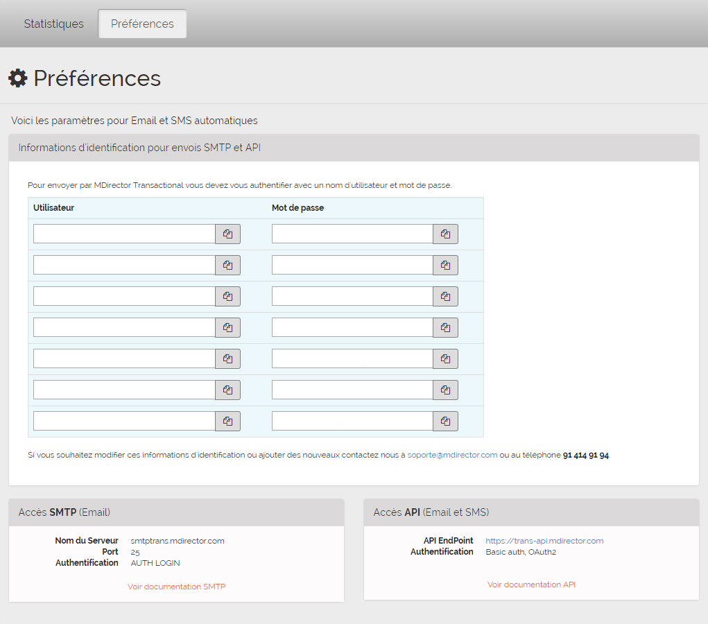 email transactionnel de MDirector: préférence 