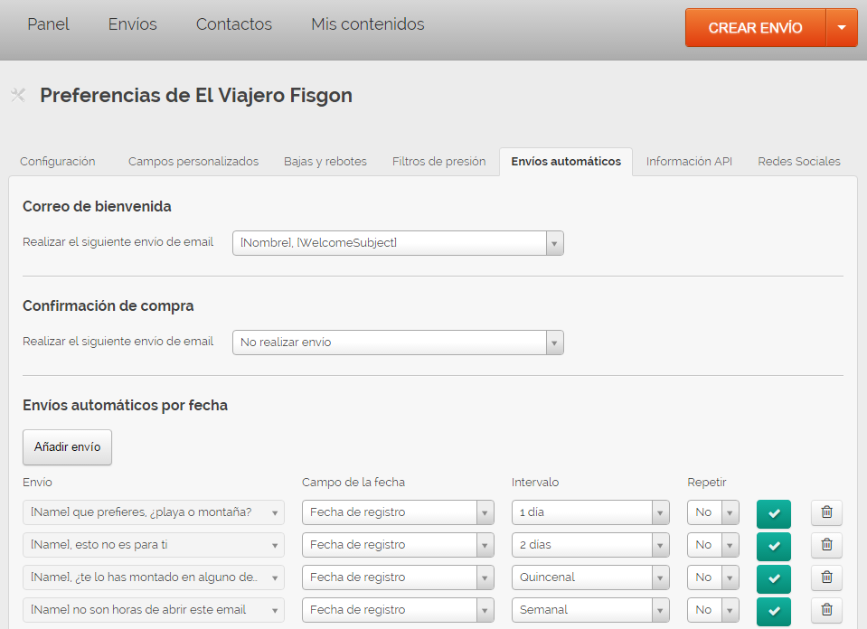 Preferencias de EVF en MDirector