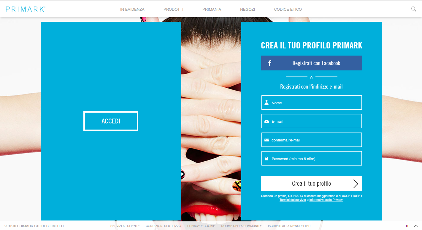 landing page ideali per gli ecommerce di moda: Primark