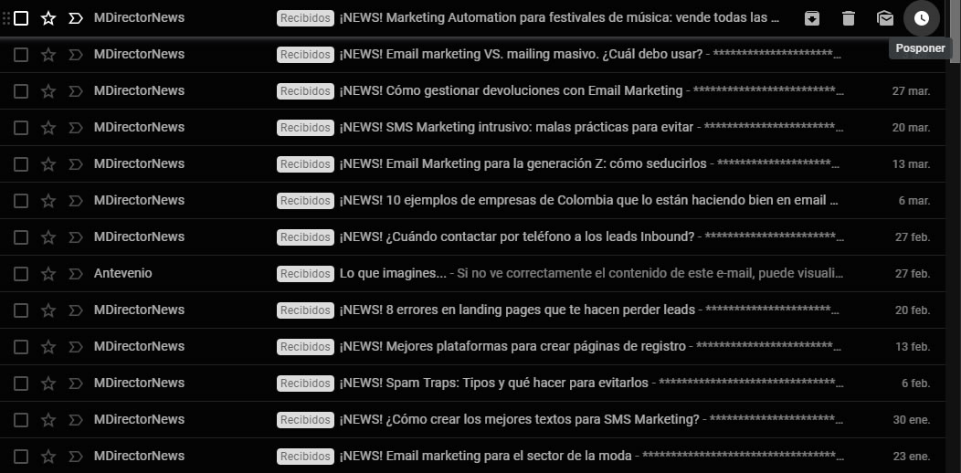 Asuntos y preheaders de email marketing