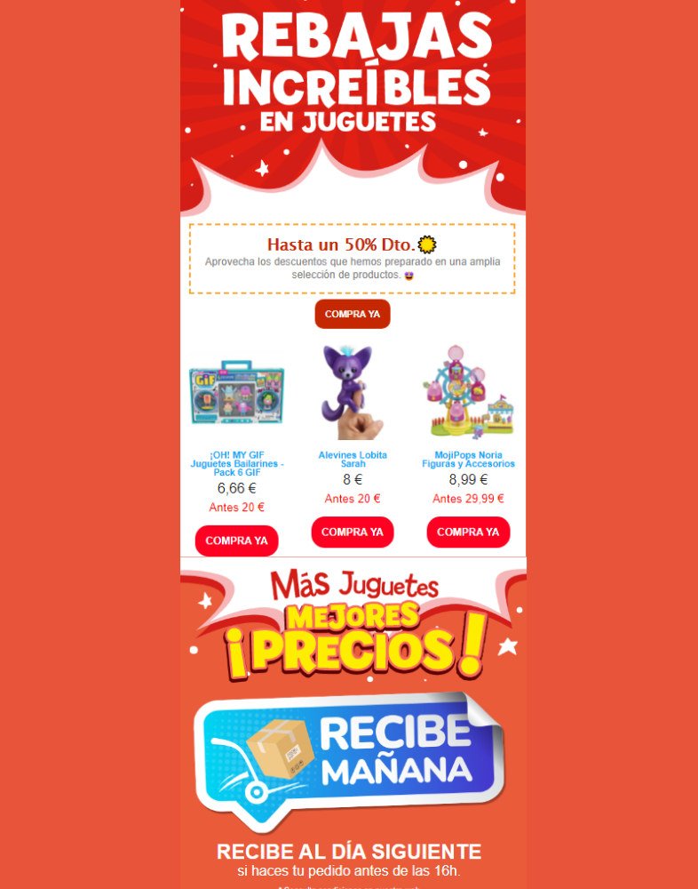 Newsletters de jugueterías con ofertas y descuentos