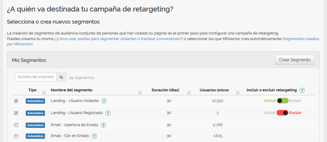 retargeting con MDirector