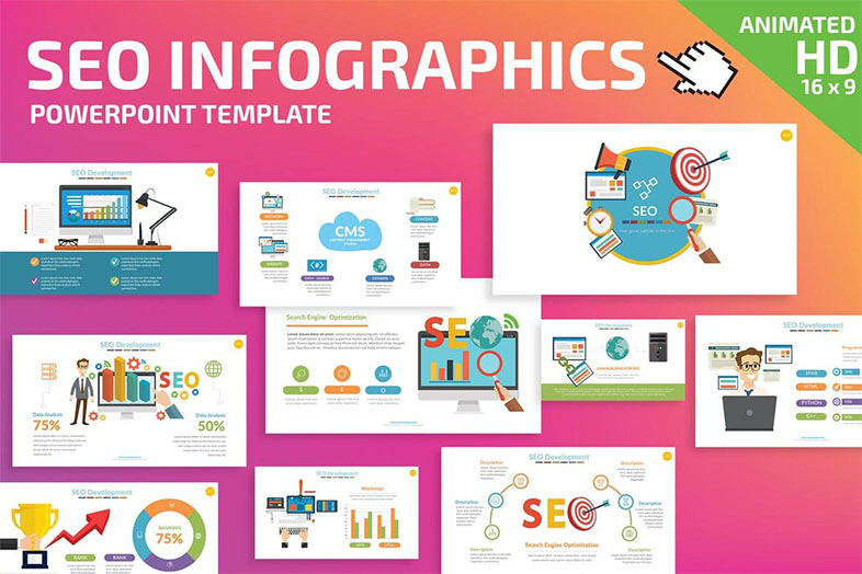 Plantilla animada de Powerpoint para SEO