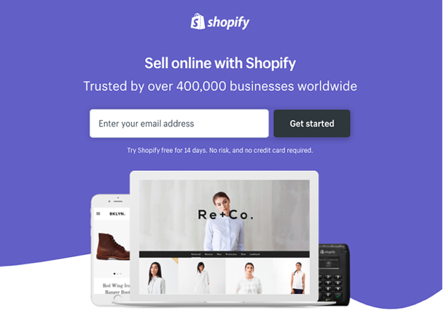 landing de Shopify