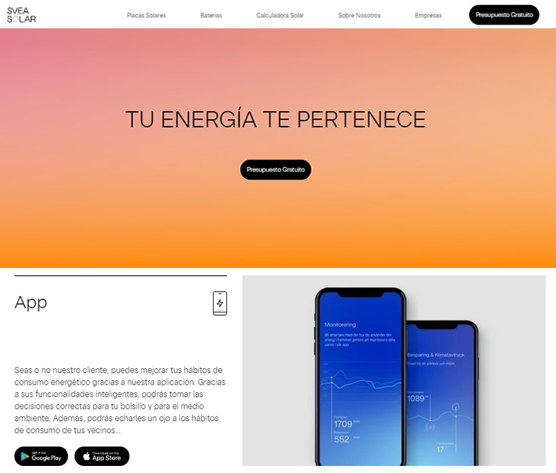 Svea Solar landing page