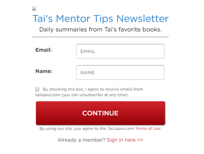 Tai Mentor newsletter para fidelizar