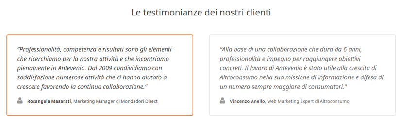 testimoniaze per aumentare le conversioni