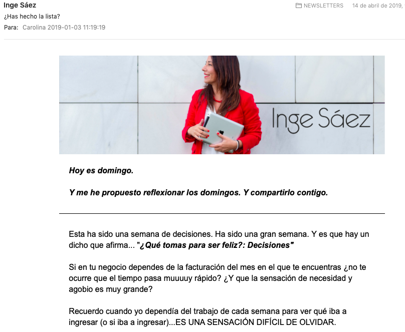 Emails con contenido relevante