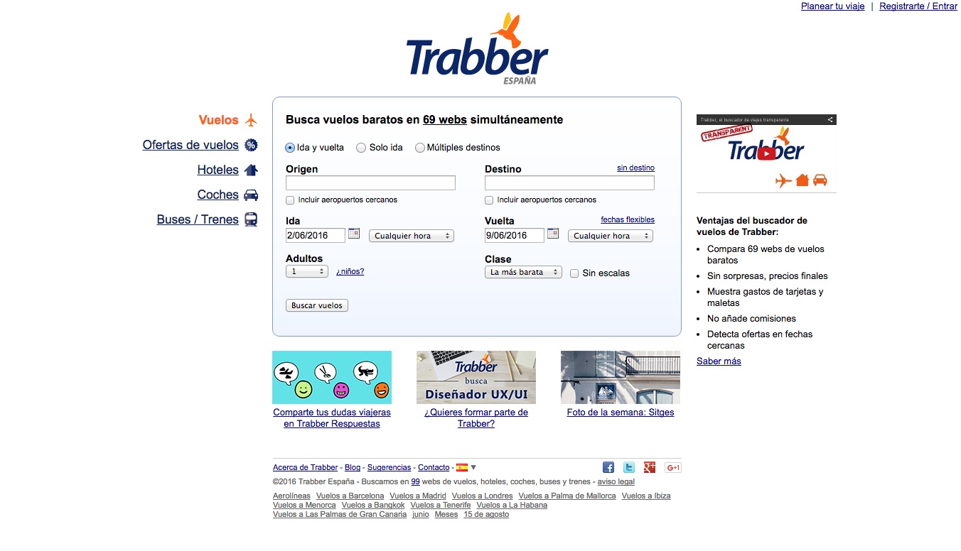 las mejores webs de viajes: trabber