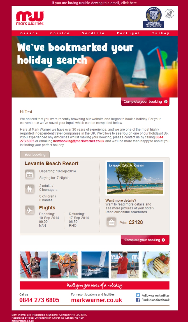 trigger email para hotel