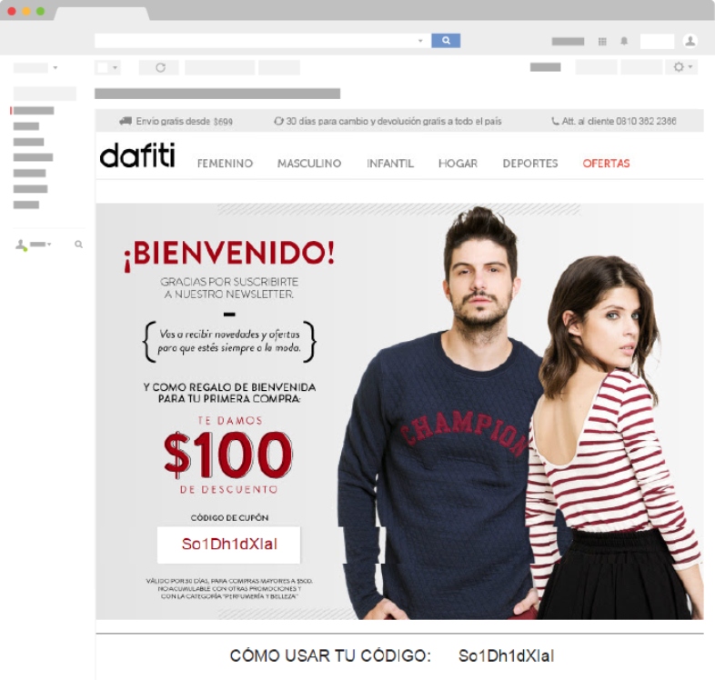 Ejemplos de trigger emails para ecommerce: email de bienvenida