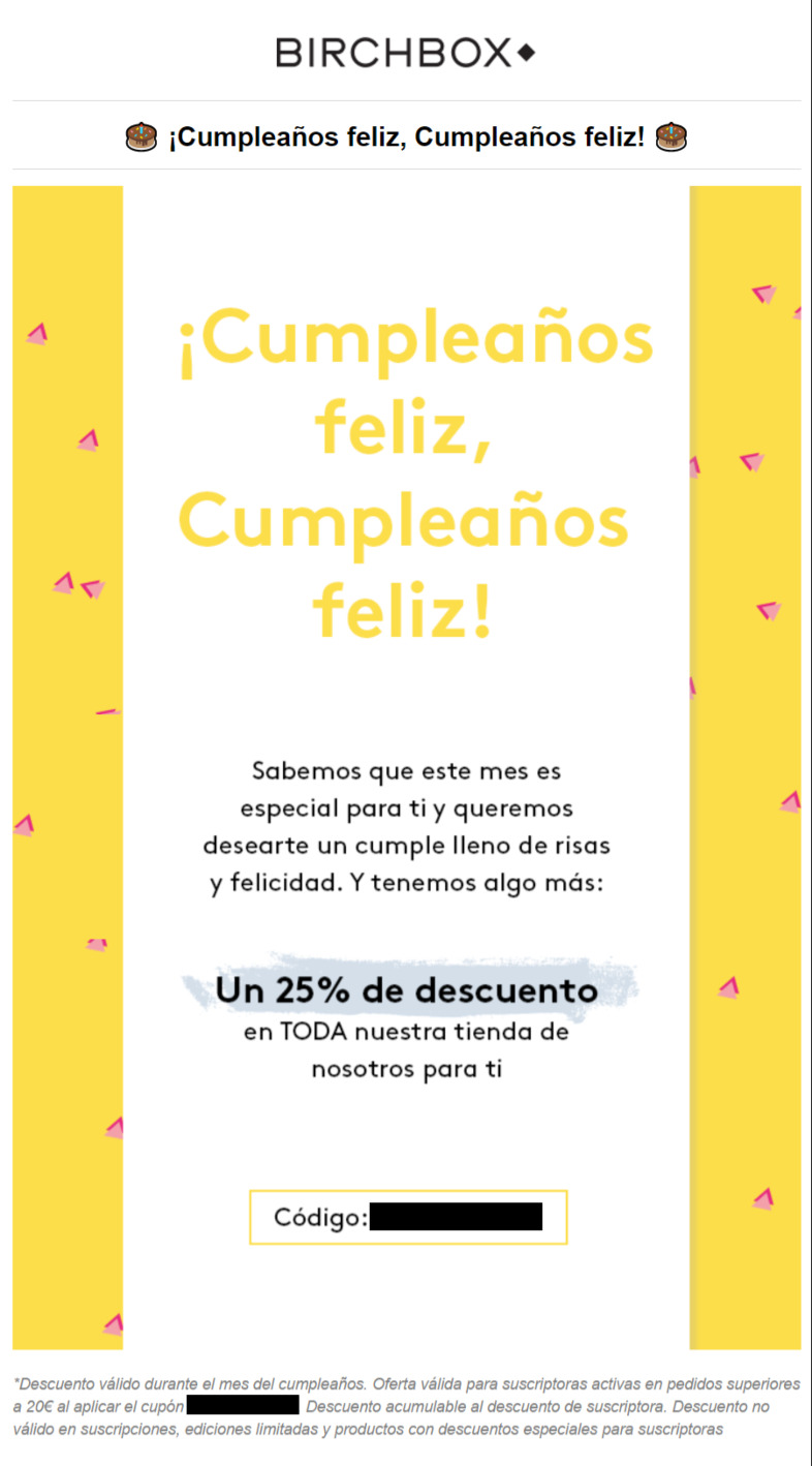 Trigger emails para ecommerce: felicitación de cumpleaños 