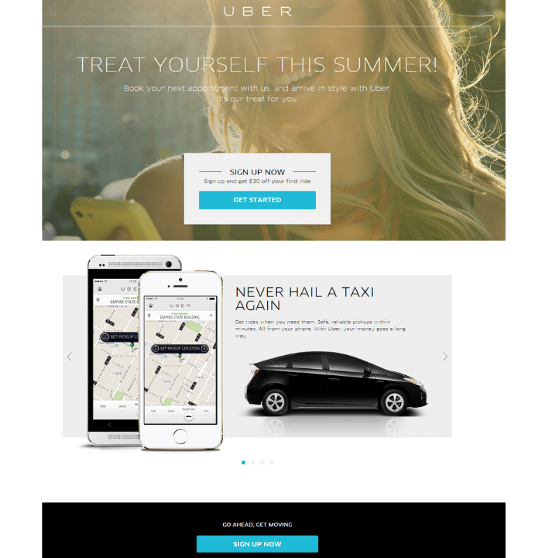 Landing pages vendedoras: Uber