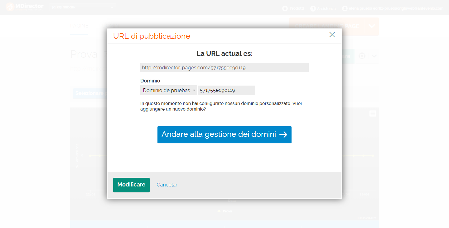 come creare una landing page: url di pubblicazione