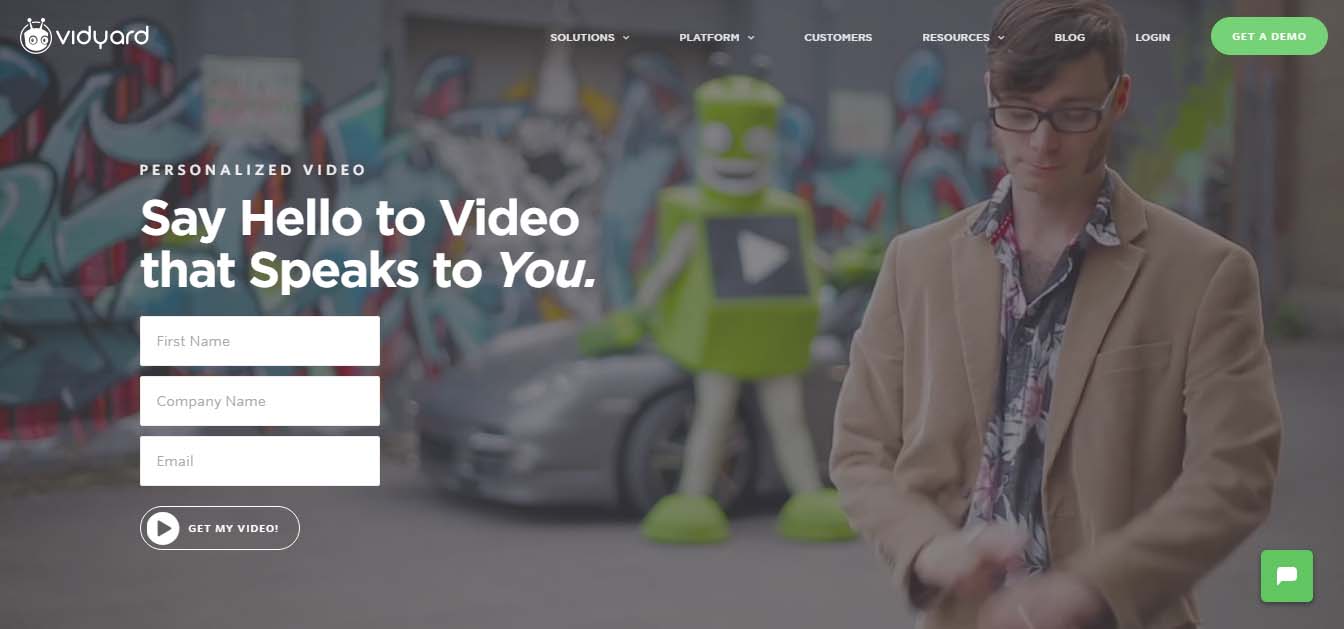 video landing page vidyard sfondo completo