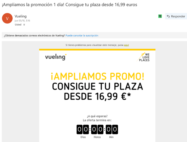 Email de promoción