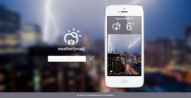 imágenes en landing pages: Weather Snap