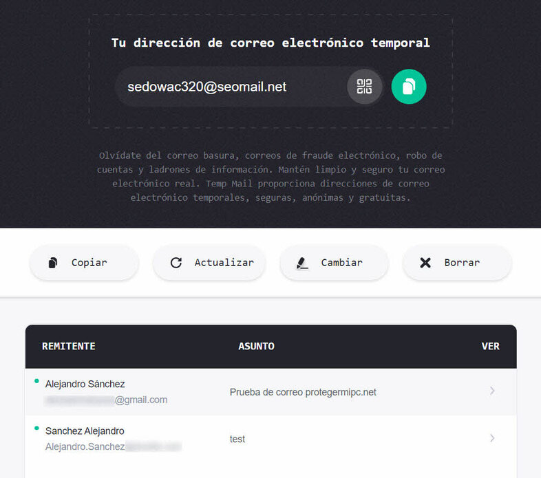 cuentas de email temporales