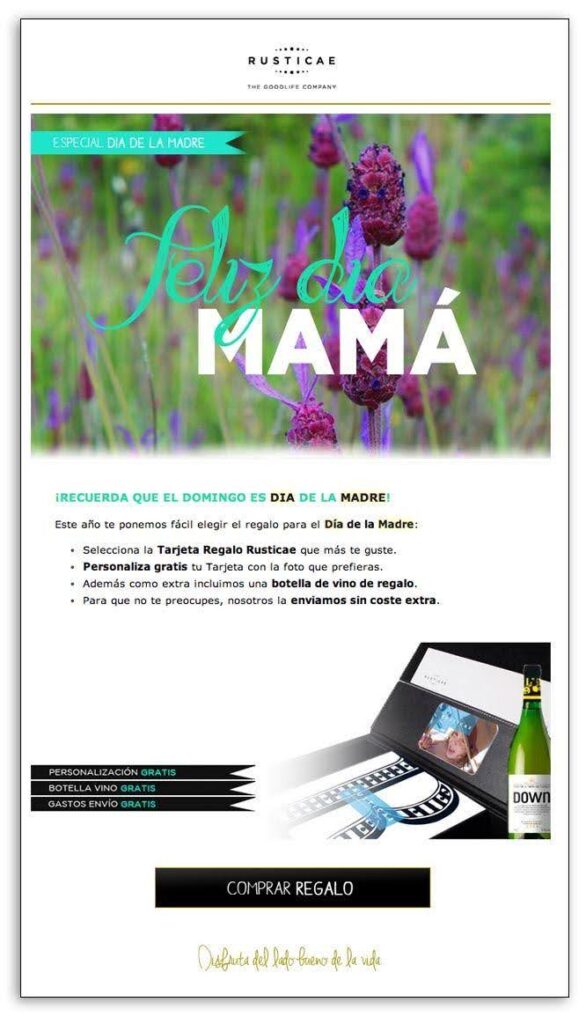 felicitación para email marketing de Rusticae