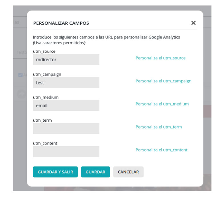 Creación de enlaces personalizados 