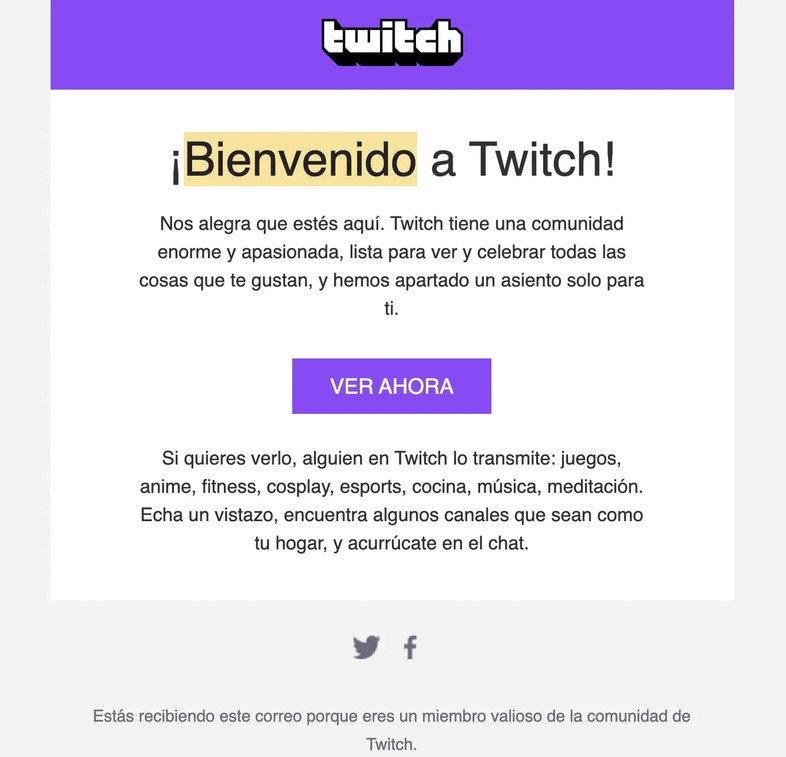 Email de bienvenida de presentación