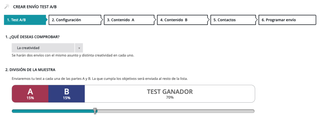  Ejemplo de test A/B en una campaña de email marketing