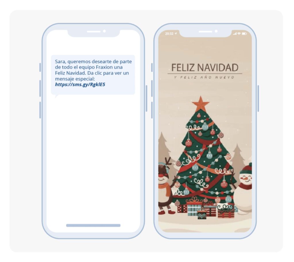 Ejemplo de SMS Marketing en Navidad