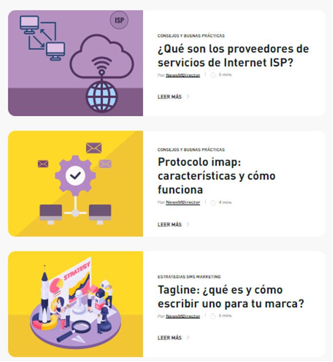 Ejemplo de thumbnails en el blog de MDirector