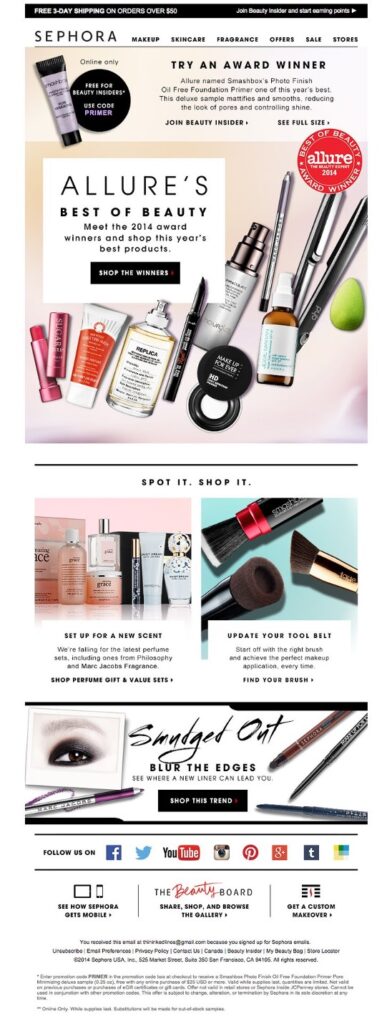 newsletter sephora